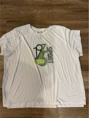 Xersion Women's 2X Crew Neck Short Sleeve Graphic Tee White/Green